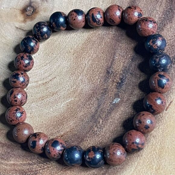 Mahogany obsidian 8mm stretch bracelet beaded bracelet 7” stretch crystal healin - Picture 12 of 12